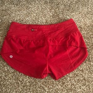 Lululemon red speed up shorts